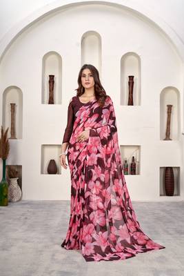 Sophisticated Pink Weight Less Classic Sari 1