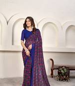 Weight Less Contemporary Sari In Royal Blue