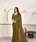 Print Work Weight Less Trendy Saree In Green