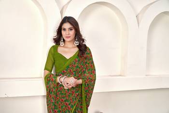 Print Work Weight Less Trendy Saree In Green 5
