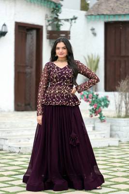 Purple Georgette Lehenga Choli Semi-stitched 3