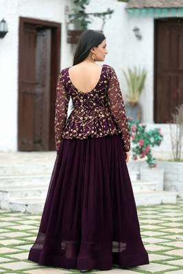 Purple Georgette Lehenga Choli Semi-stitched 4