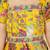 girls yellow half sleeves cotton printed & lace embellished flared ethnic dress
