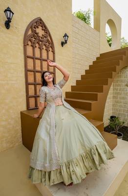 ready to wear joya silk lehanga blouse with shrug  2
