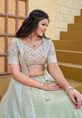 ready to wear joya silk lehanga blouse with shrug  3
