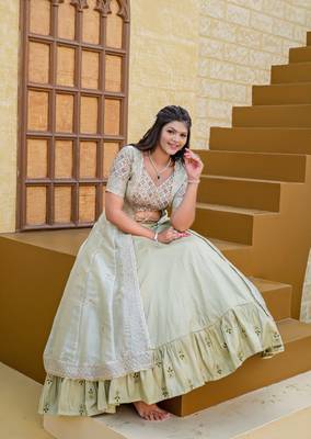 ready to wear joya silk lehanga blouse with shrug  4