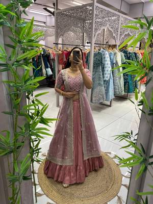 pink color ready to wear joya silk lehanga blouse with shrug  5