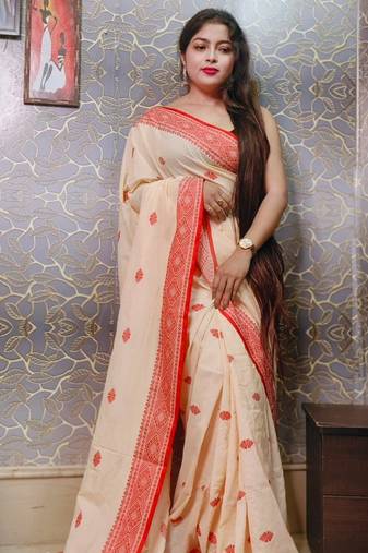 Exclusive Khadi Cotton Handloom Saree With Blouse Piece