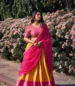 Women Kanchipuram With Weaving Zari Work Lehenga Choli