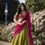 Parrot Green Kanchipuram Silk Zari Woven Lehenga with Pink Zari Blouse and Lace Georgette Dupatta