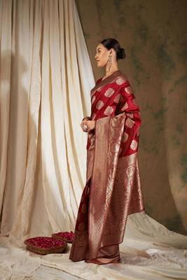 Elegant Red Art Silk Zari Woven Saree 3