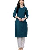 Beautiful Blue Embroidered Long Kurti