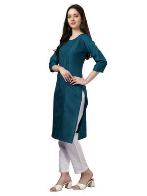 Beautiful Blue Embroidered Long Kurti 3