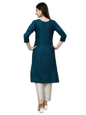 Beautiful Blue Embroidered Long Kurti 4