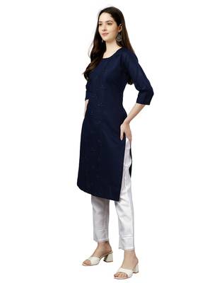 Beautiful Embroidered Navy Blue Kurti 3