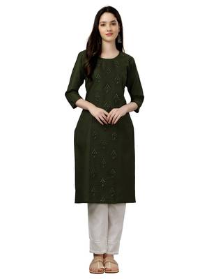 Beautiful Dark Green Embroidered Kurti 1