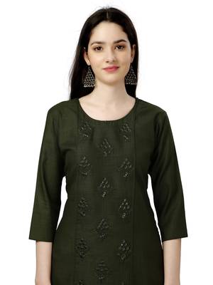 Beautiful Dark Green Embroidered Kurti 2