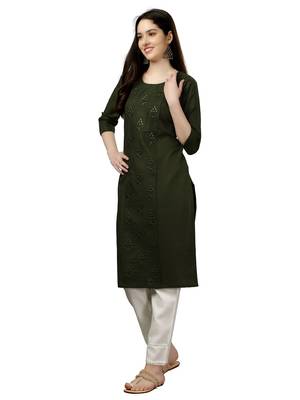 Beautiful Dark Green Embroidered Kurti 3
