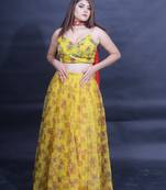 Orgenza Mustard Yellow Designer Lehenga Set by Sufiza Lifestyle