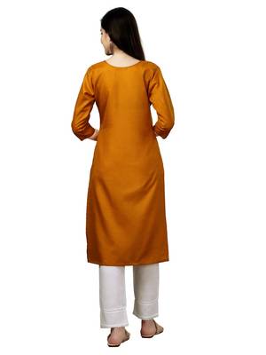 Embroidered Mustard Long Kurti 4