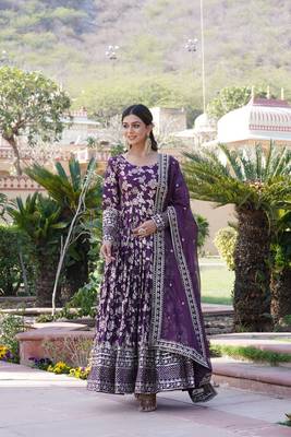 Wine Viscose Long Kurti With Dupatta 4