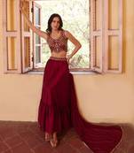 Maroon Thread Embroidered Rangoli Georgette Stitched Lehenga choli