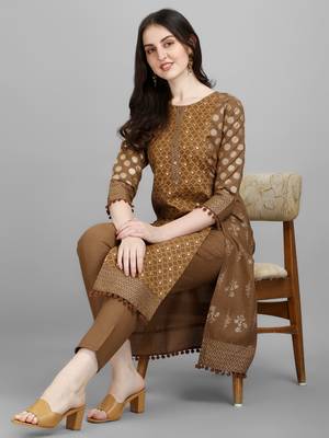 GOLD AND PIGMENT PRINTED COTTON KURTA AND PANT SET 1