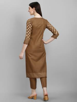 GOLD AND PIGMENT PRINTED COTTON KURTA AND PANT SET 3