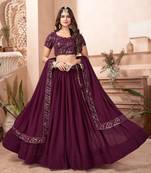  purple sequins georgette lehenga set choli with dupatta