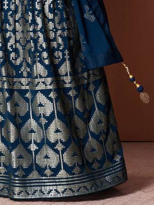 blue sequins georgette lehenga set choli with dupatta 7