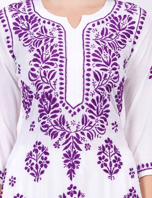 Modal White Cotton Purple Thread by SUFIZA Lifestyle 2