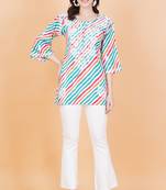   Cotton Leheriya Print Chikankari Kurti By SUFIZA Lifestyle