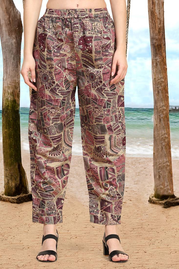 Trendmalls Women's Purple Cotton Geometric Print Co Ords Set Kurta Pant