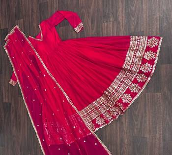 Faux Blooming Gown With Dupatta With Attractive Embroidered Sequins Work 6