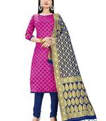 Pink color weaving work banarasi silk unstitched chudidar dress material - zbda9002c