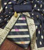 Grey color weaving work spun cotton unstitched chudidar dress material 