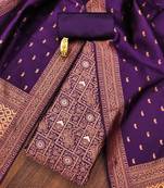 Wine color weaving work jacquard silk unstitched chudidar dress material 