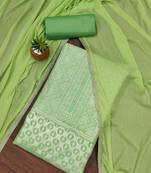 Pista green color weaving work banarasi jacquard unstitched chudidar dress material 