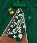 Green color weaving work banarasi jacquard unstitched chudidar dress material 