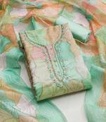 Multi color sequence work heavy organja unstitched chudidar dress material - anls19026b