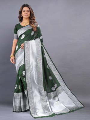 Green Silk Blend Paithani Saree Saree With Blouse 1