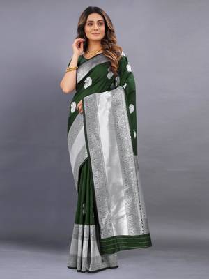 Green Silk Blend Paithani Saree Saree With Blouse 2