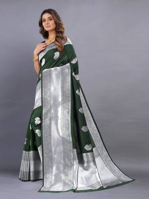 Green Silk Blend Paithani Saree Saree With Blouse 3