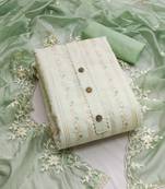 Off white color embroidered work heavy modal chanderi unstitched chudidar dress material - anls119036d