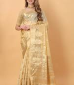Golden Organza Paithani Saree Saree With Blouse