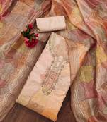 Multi color sequence work heavy organja unstitched chudidar dress material - t-anls19026c