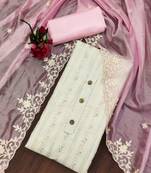 Off white color embroidered work heavy modal chanderi unstitched chudidar dress material - t-anls119036b