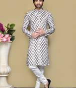 Multicolour printed rayon & cotton kurta pajama