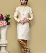 Gold woven art silk kurta pajama