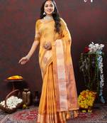 Orange Pure Cotton Paithani Saree Saree With Blouse
